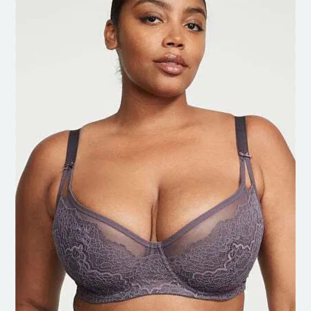 Victoria's Secret Dream Angels Balconette Bra 40G Gray Lace Unlined NWT